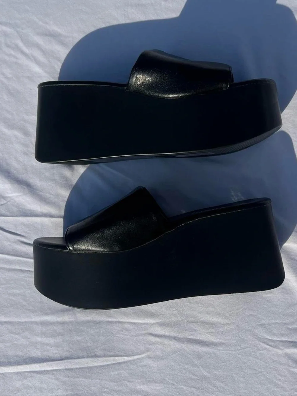 Black Platform Slide Sandals